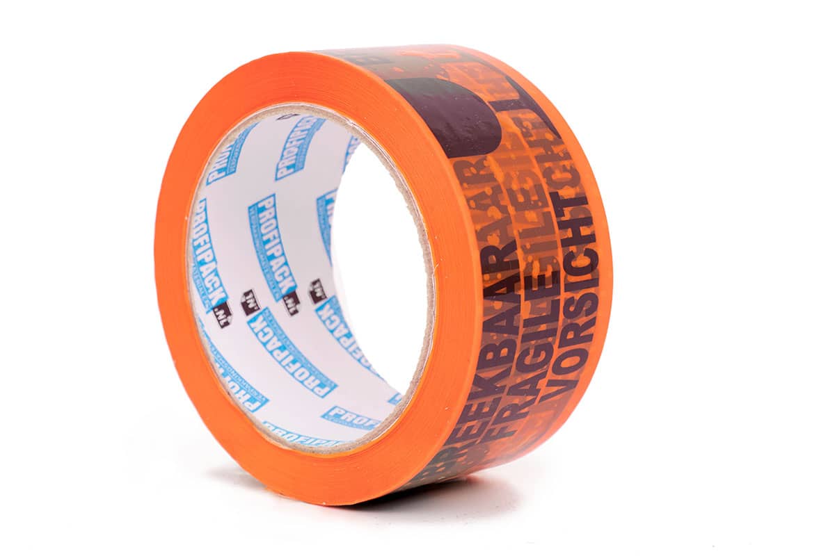 PP Acryl LN Warnband 'zerbrechlich' orange - 50 mm x 66 m