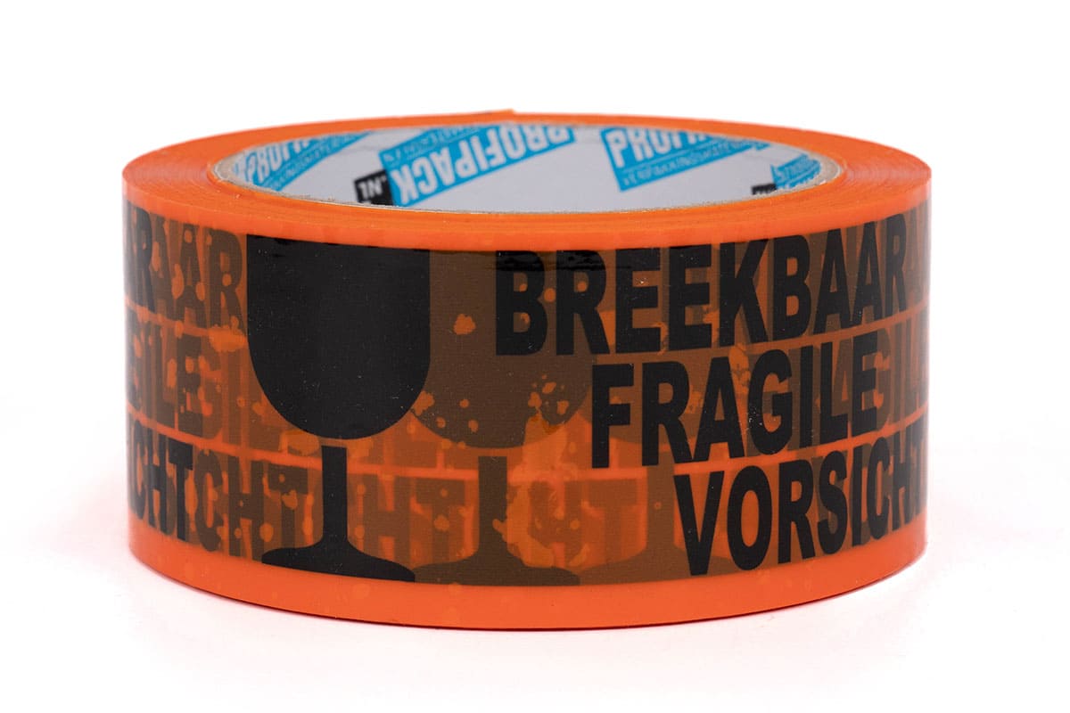 PP Hotmelt Warnband 'zerbrechlich' orange/schwarz - 48 mm x 66 m