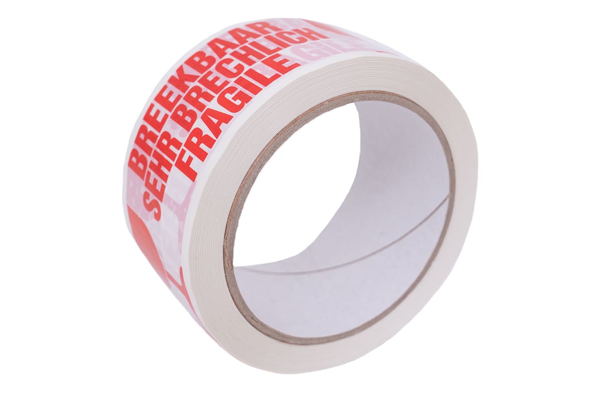 PVC-Klebeband 50 mm x 66 m "zerbrechlich" weiß/rot - 3 Sprachen