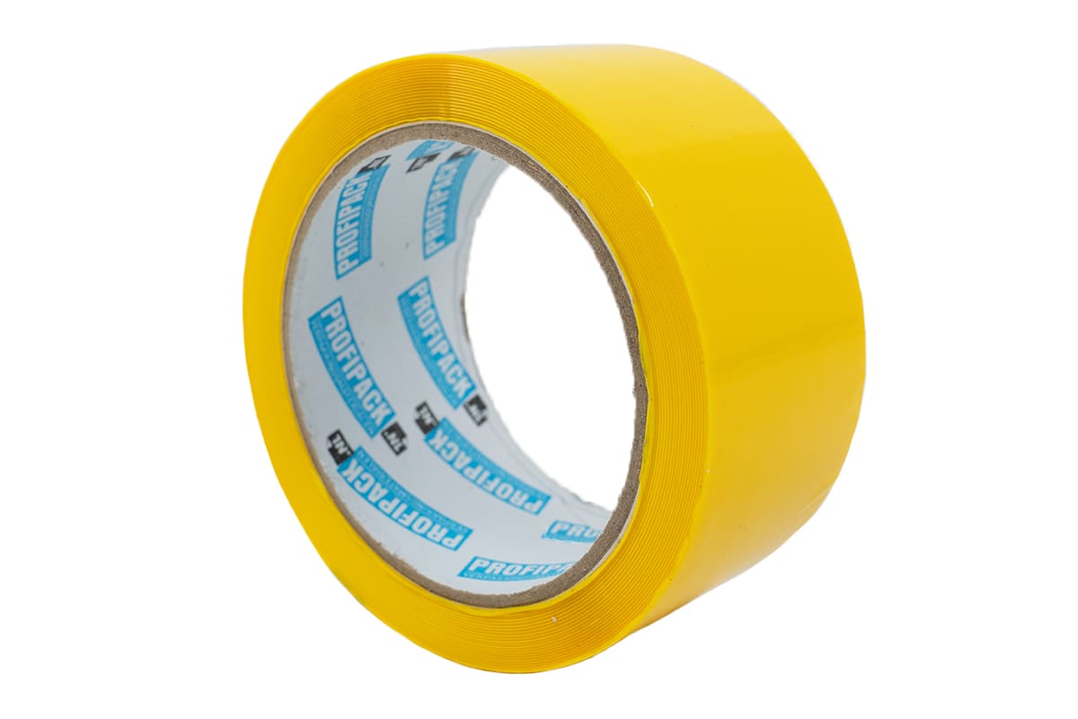 PP acryl tape zwart - 48mm x 66m gelb