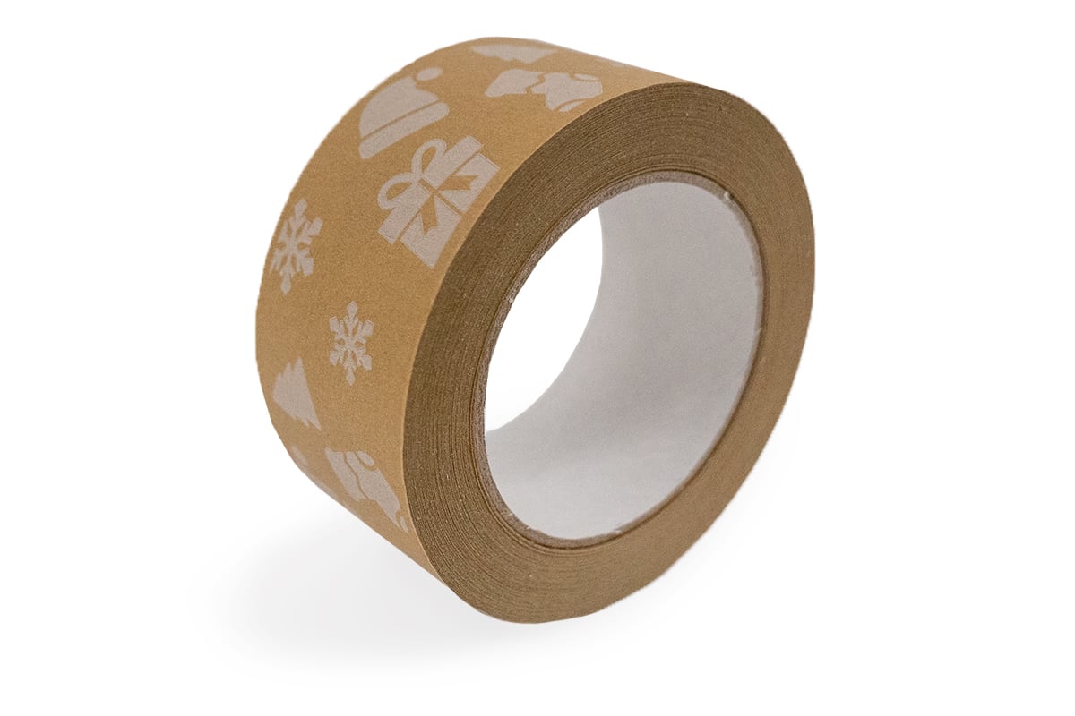 Papierband Weihnachten - 50mm x 50m (weiß/braun)