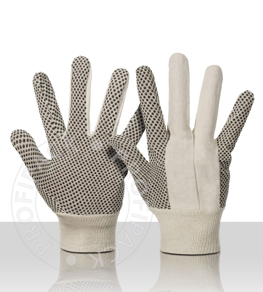 Bullflex 100% Baumwoll-Diagonalhandschuhe mit Antirutsch - Größe 10/XL