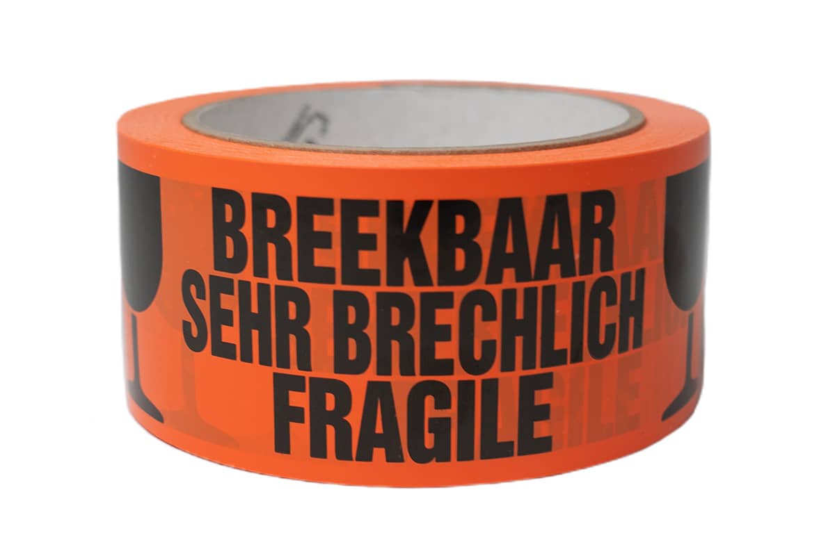  PVC-Warnband "breekbaar/fragile" orange - 50 mm x 66 m